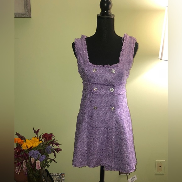 Mini Dress Zara Purple Tweed Dress Zara Dresses Zara Purple Tweed Mini Dress  With Rhinestone Buttons